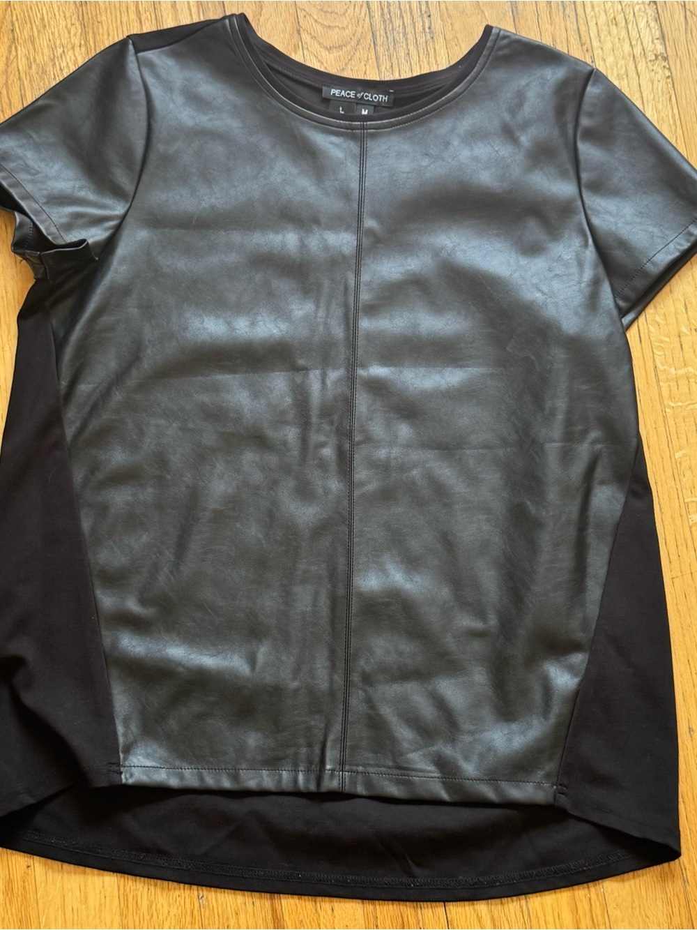 Peace of Cloth Faux Leather Front Top in Black